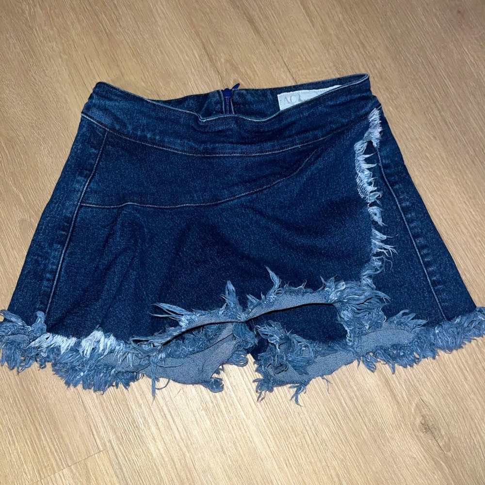 stretchy jean skirt with shorts, barely worn, AC rendon jean, size 12